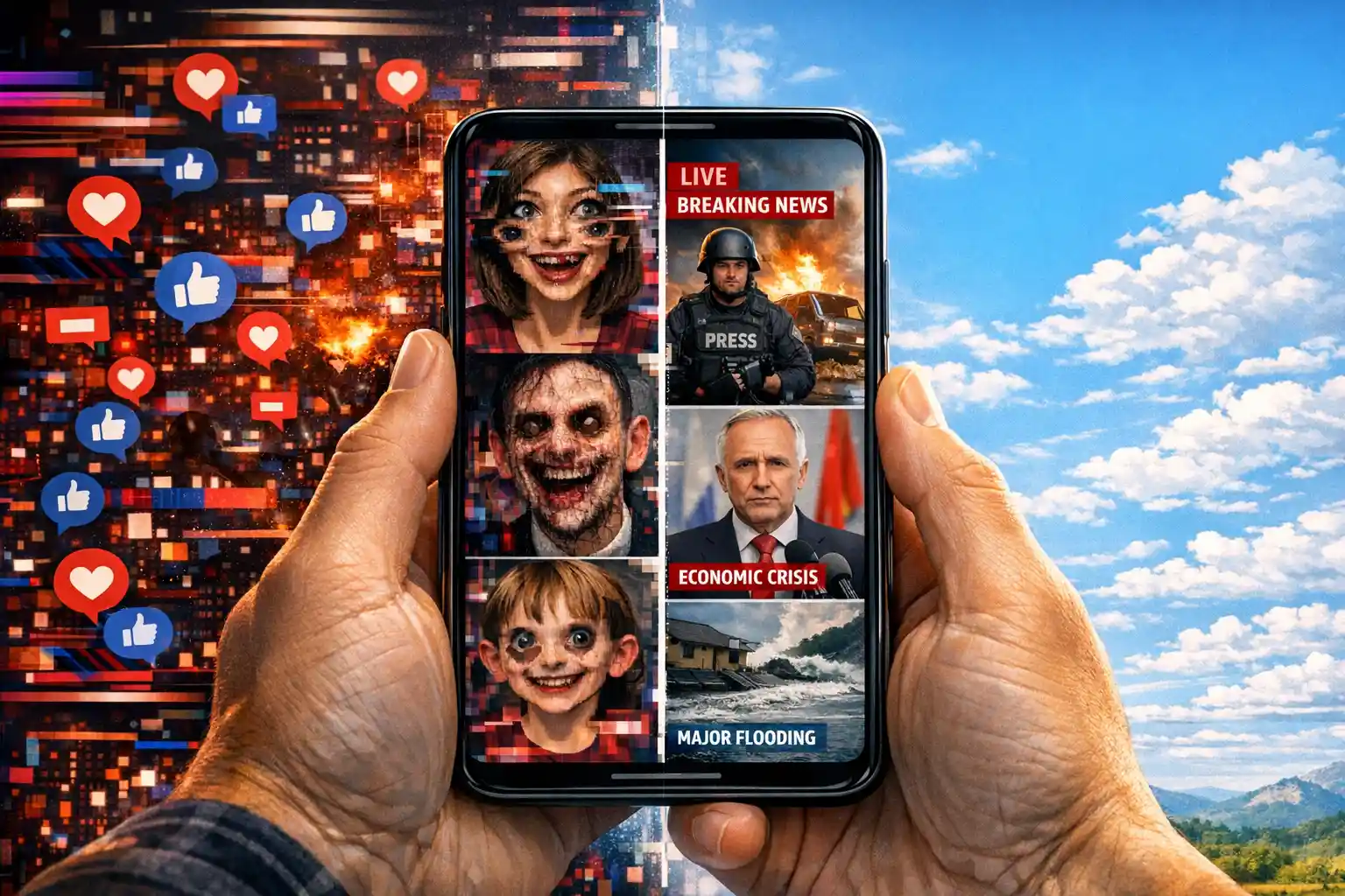 AI generated videos confusing social media users as real and fake content blends across X dot com Facebook and Instagram