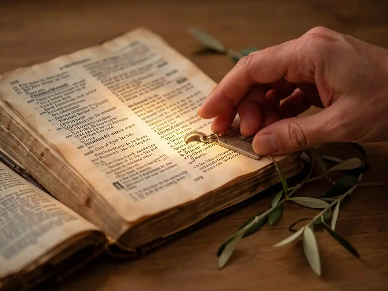 An open Bible with a pendant and garland, symbolizing the wisdom and moral guidance of Proverbs 1:7-10.