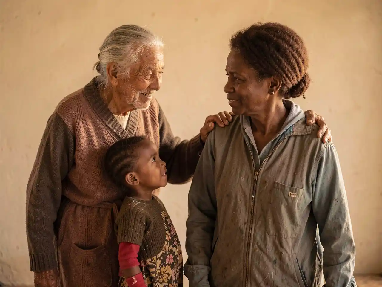 Two people sharing a moment of genuine human connection, symbolizing dignity and decency.