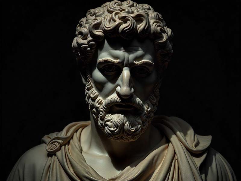 Marcus Aurelius in Shadow — The Weight of Reflection
