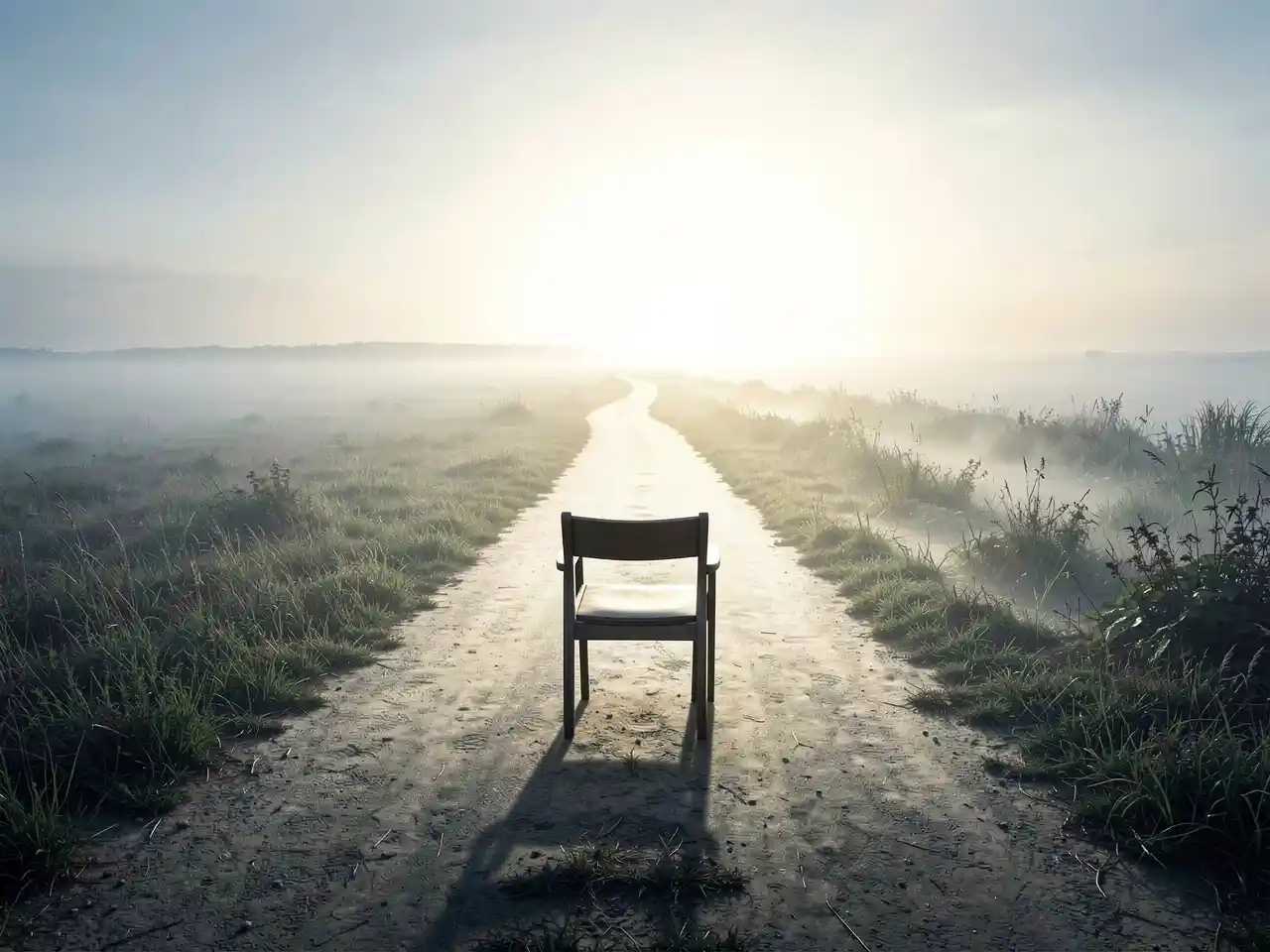 A powerful, symbolic, and thought-provoking image that visually represents the core theme: the consequences of inaction and the power of choosing change. Consider a striking, minimalist photograph or digital illustration. The central image is a simple, empty chair placed at a crossroads in a vast, open landscape. One path leading away from the chair is clear, well-lit, and stretches toward a bright, hopeful horizon—representing the unknown but purposeful journey of change. The other path is overgrown, shrou