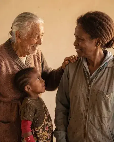 Two people sharing a moment of genuine human connection, symbolizing dignity and decency.