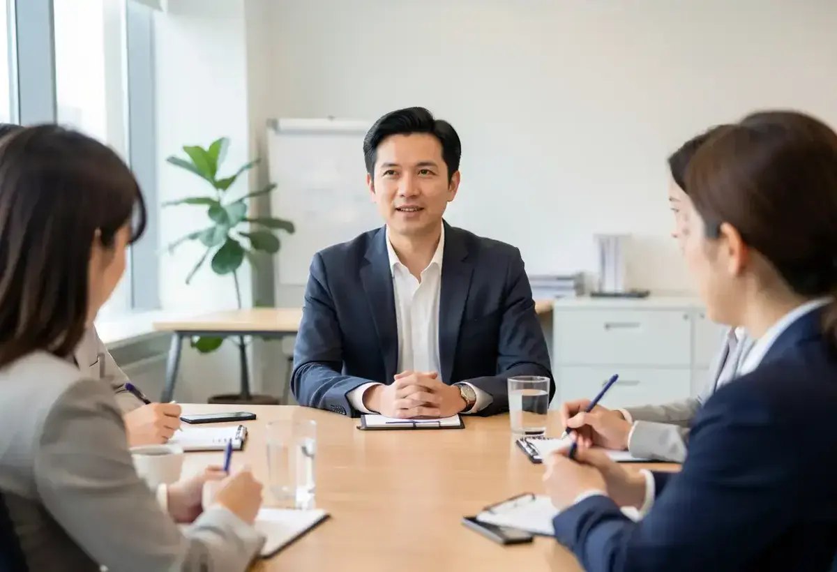 Professional confidently setting boundaries during workplace discussion