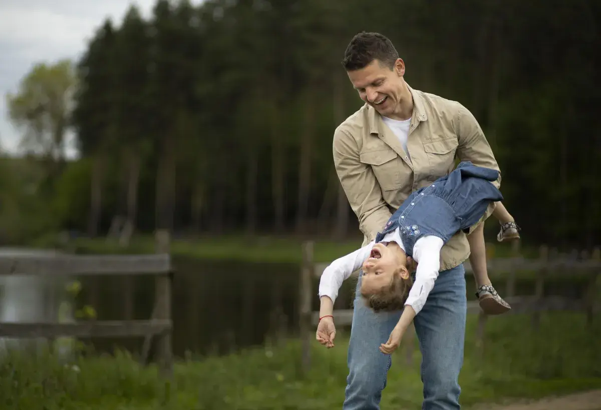 playful father and son 