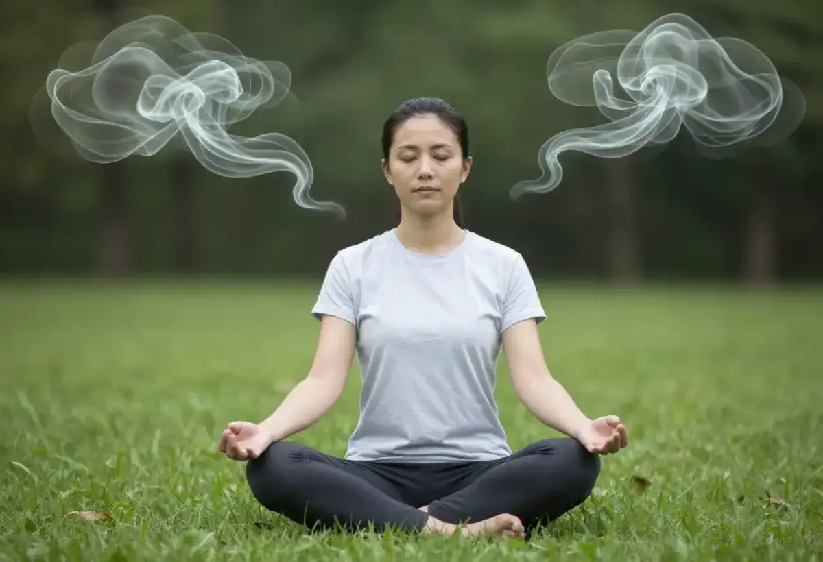 Individual practicing mindfulness to reframe anxiety signals