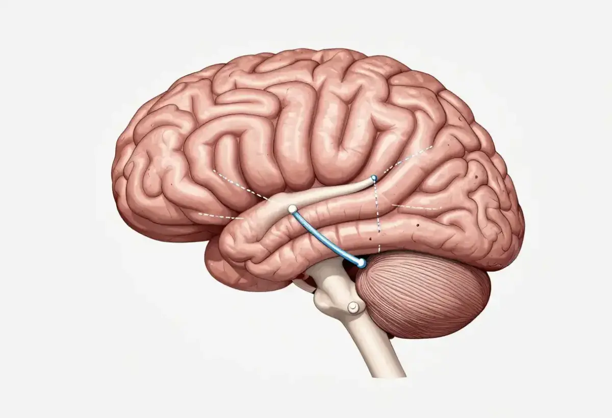 Human brain showing amygdala and prefrontal cortex connection involved in anxiety