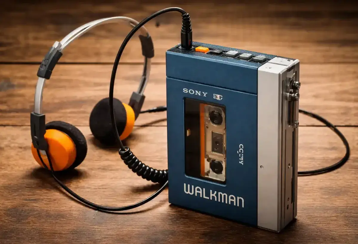 Vintage Walkman cassette player with headphones symbolizing personal listening culture