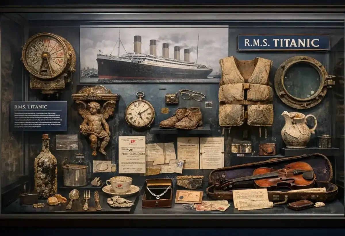 Museum display of Titanic artifacts preserved for public education