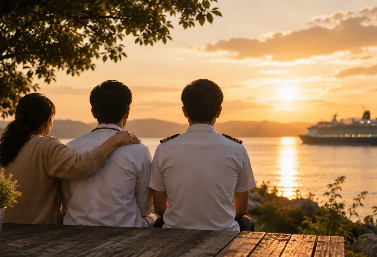 family watching the sunset 