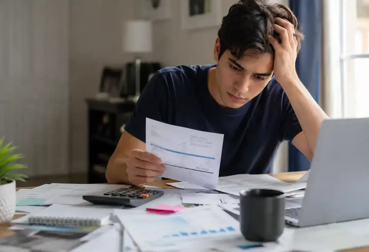 Young adult learning everyday responsibilities such as budgeting and home repair
