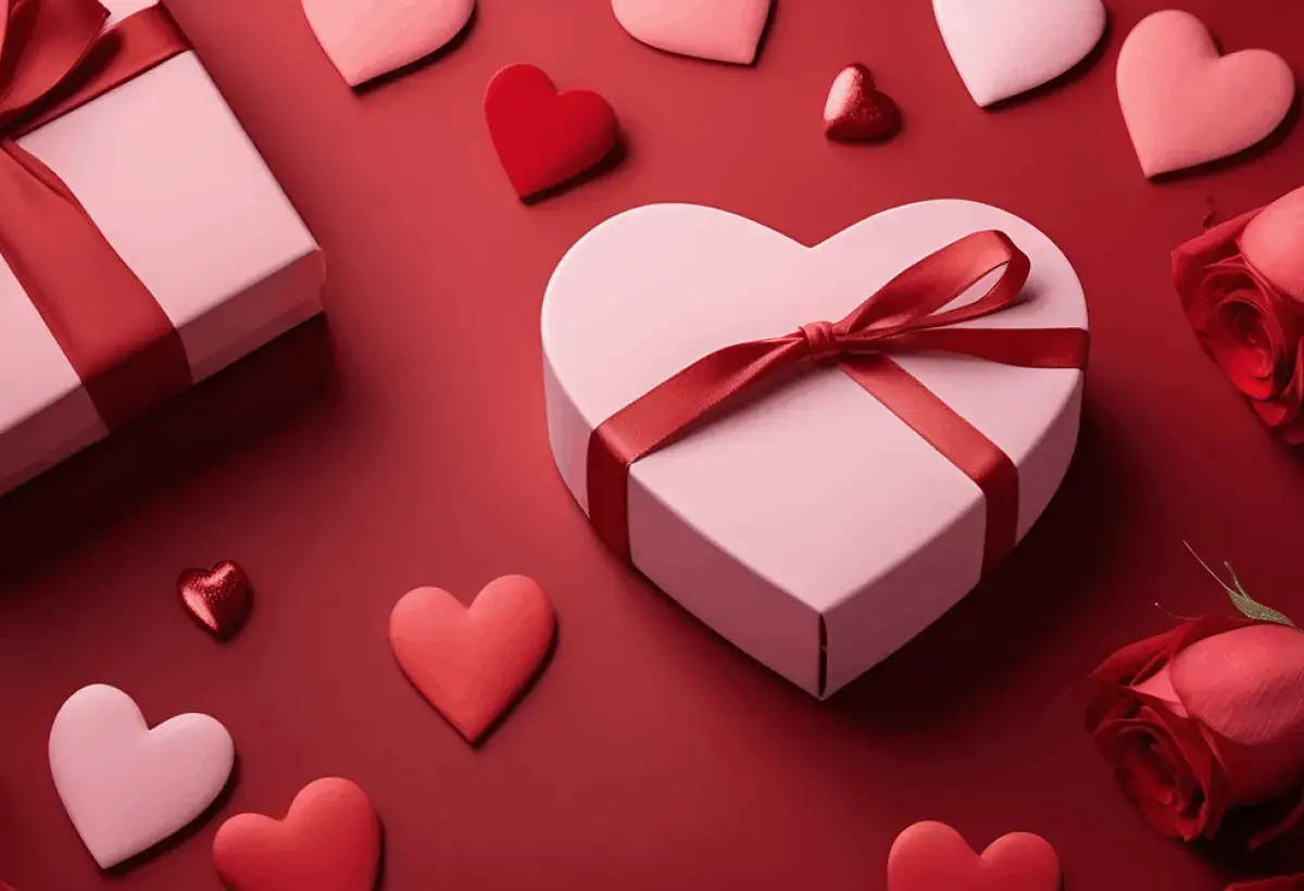 heart box and roses