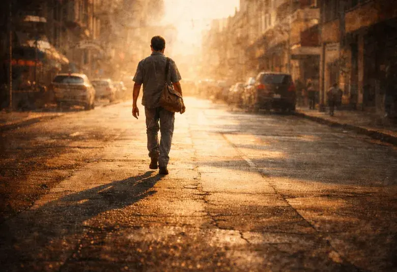man waking