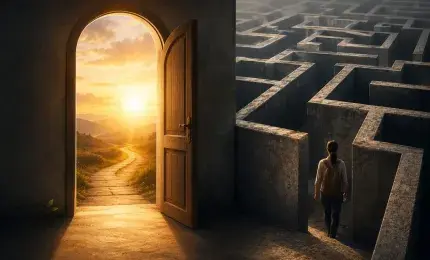 a woman entering the maze 