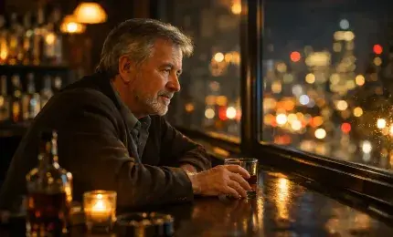 Man reflecting on years of alcohol abuse and life struggles