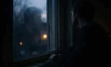A man sitting alone near a window at night thinking deeply