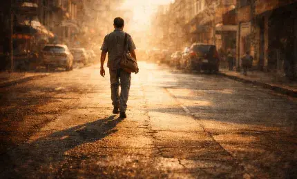 man waking