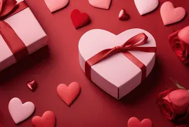 heart box and roses